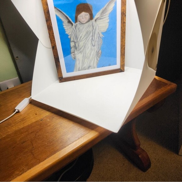 Hand Crafted Angel Colored Pencil Drawing Framed 9x11" - Picture 10 of 14